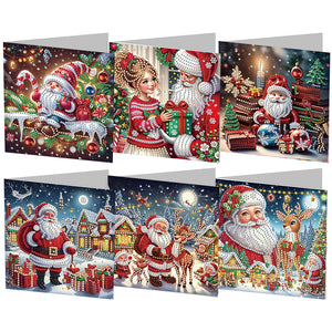 6/12Pcs/Set Cartes de vœux de Noël en diamant