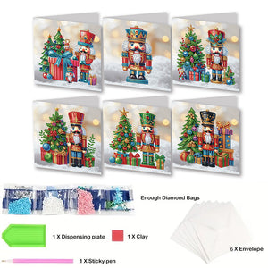 6pcs/ensemble de cartes de vœux diamant de Noël