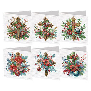 6pcs/ensemble de cartes de vœux diamant de Noël