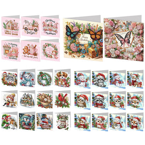 2/6/12Pcs/Set Noël-Diamond Greeting Cards