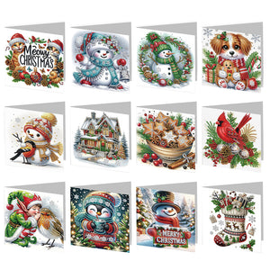 2/6/12Pcs/Set Noël-Diamond Greeting Cards