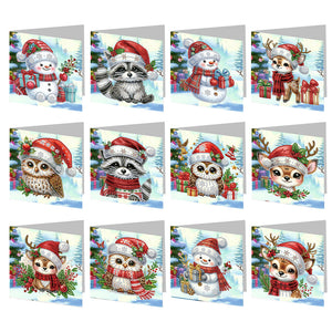 2/6/12Pcs/Set Noël-Diamond Greeting Cards