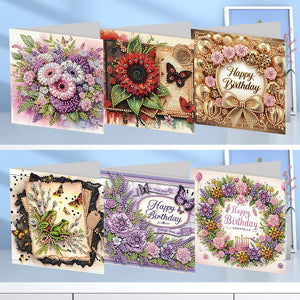 6Pcs/Set Noël-Diamond Greeting Cards