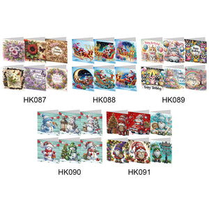 6Pcs/Set Noël-Diamond Greeting Cards