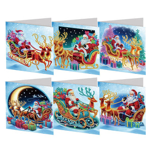 6Pcs/Set Noël-Diamond Greeting Cards