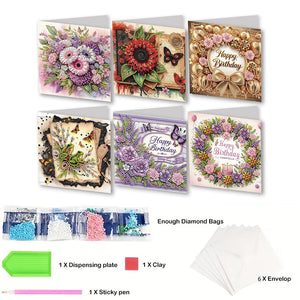 6Pcs/Set Noël-Diamond Greeting Cards