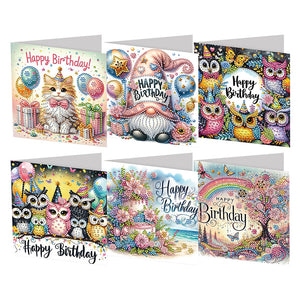 6Pcs/Set Noël-Diamond Greeting Cards