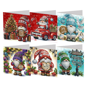 6Pcs/Set Noël-Diamond Greeting Cards