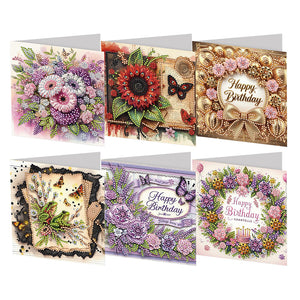 6Pcs/Set Noël-Diamond Greeting Cards