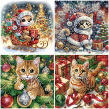 Charger l&#39;image dans la galerie, Chat de Noël-Partial Special Diamond Painting-30x30cm
