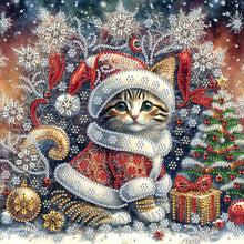 Charger l&#39;image dans la galerie, Chat de Noël-Partial Special Diamond Painting-30x30cm
