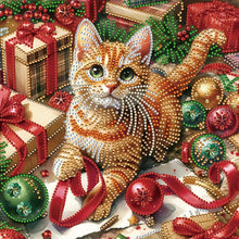 Charger l&#39;image dans la galerie, Chat de Noël-Partial Special Diamond Painting-30x30cm
