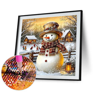 Bonhomme de neige-Full Round Diamond Painting-30x30cm