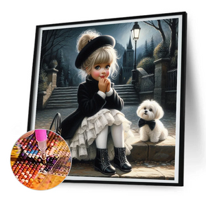 Vie d’animaux de compagnie fille - Full Drill Diamond Painting 40*40cm