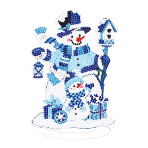 Bonhomme de neige de Noël-Ornement de bureau en diamant à forage simple face