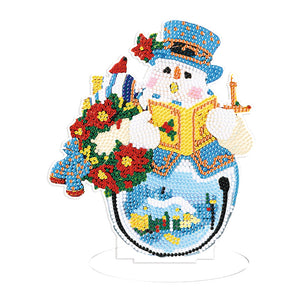 Bonhomme de neige de Noël-Ornement de bureau en diamant à forage simple face