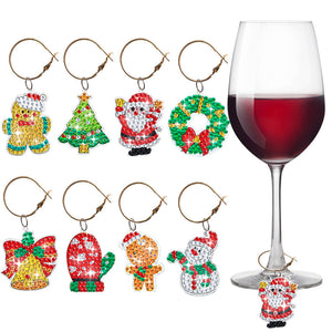 8 pièces/ensemble verre à vin pendentif diamant de noël