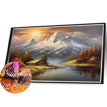 Charger l&#39;image dans la galerie, Snow Mountain Woods-complet Round peinture au diamant-40x30cm
