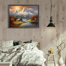 Charger l&#39;image dans la galerie, Snow Mountain Woods-complet Round peinture au diamant-40x30cm
