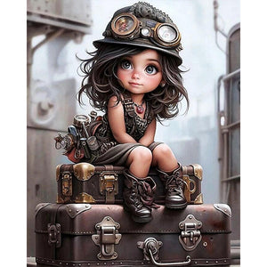 Mechanic Girl-complet Square peinture au diamant-40x50cm