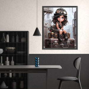 Mechanic Girl-complet Square peinture au diamant-40x50cm