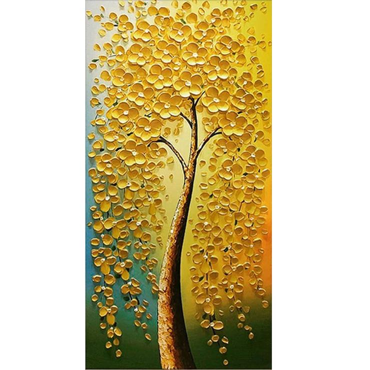 Arbre de fleur d’or - peinture complète de diamant - 85x45cm