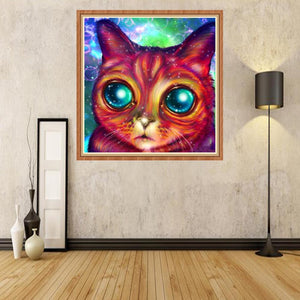 Chat - diamant rond complet - 30x30cm