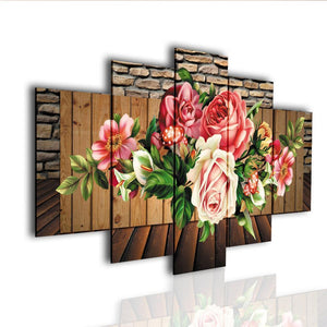 5pcs/set flower - peinture en diamant ronde - 95x45cm