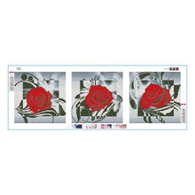 Charger l&#39;image dans la galerie, 3pcs rose rouge - peinture complète diamant - 95x34cm
