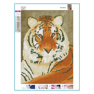 Tiger - peinture en diamant complet - 40x50cm