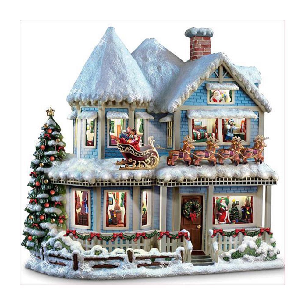 Maison de Noël - peinture en diamant complet - 30x30cm