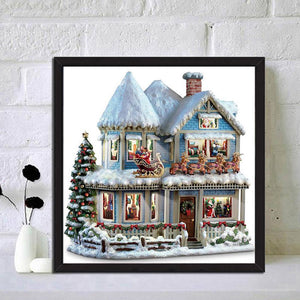 Maison de Noël - peinture en diamant complet - 30x30cm