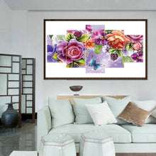 Charger l&#39;image dans la galerie, 5pcs/fleurs de papillon set - peinture complète de diamant - 95x45cm
