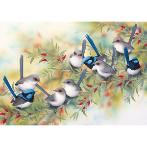 Oiseaux mignons - diamant rond complet -