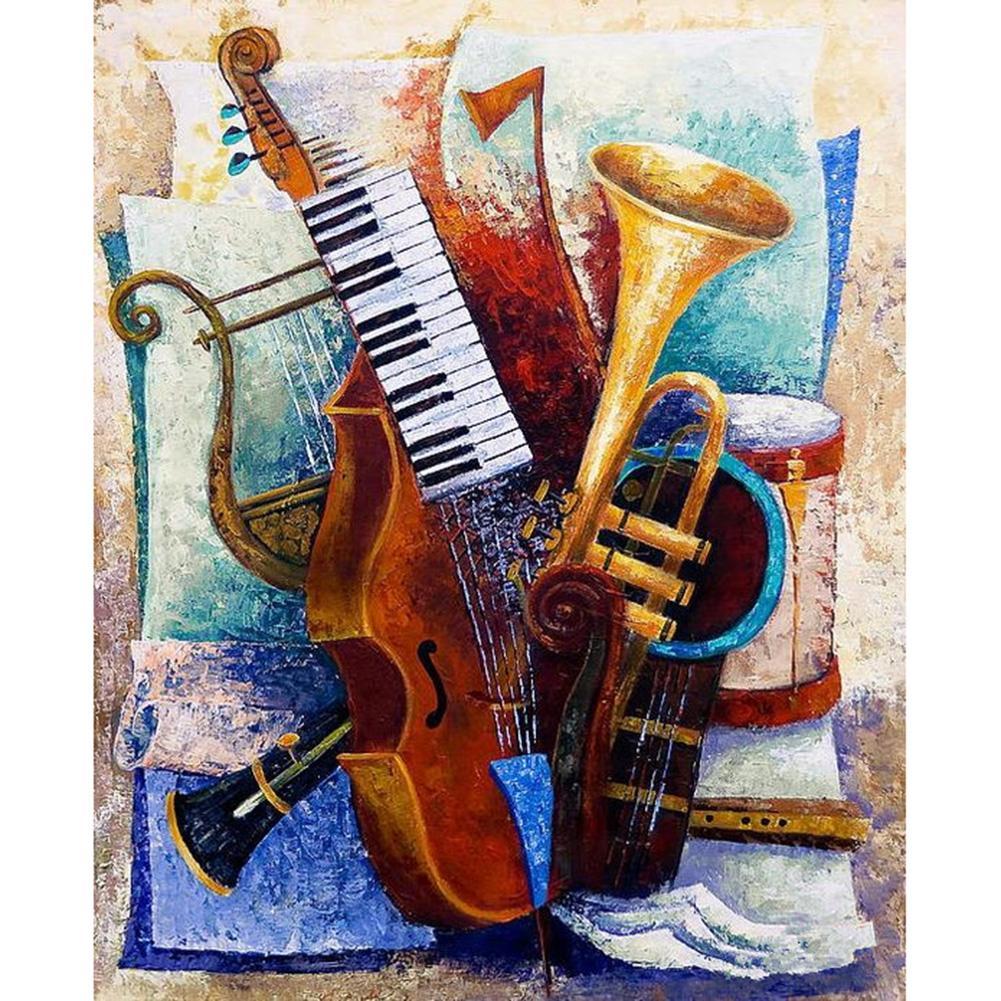 Instruments de musique - diamant rond complet - 30x40cm