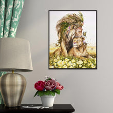 Charger l&#39;image dans la galerie, Lion - diamant rond complet - 40x30cm
