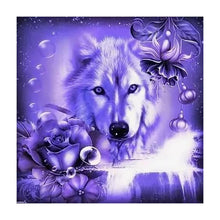 Charger l&#39;image dans la galerie, Loup - diamant rond complet - 30x30cm
