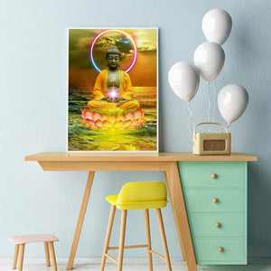 Statue de Bouddha - diamant rond complet - 30x40cm