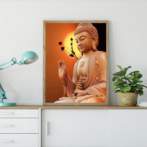 Statue de Bouddha - diamant rond complet - 30x40cm