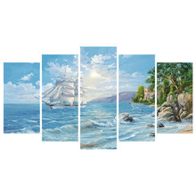 Charger l&#39;image dans la galerie, 5pcs bord de mer - diamant rond complet - 95x45cm
