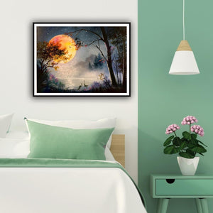 Paysage lunaire - diamant rond complet - 40x30cm