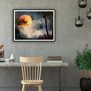 Paysage lunaire - diamant rond complet - 40x30cm