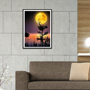 Paysage de lune - diamant rond plein - 40x30cm