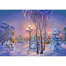 Charger l&#39;image dans la galerie, Paysage de neige - diamant rond complet - 40x30cm
