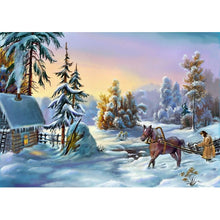 Charger l&#39;image dans la galerie, Paysage de neige - diamant rond complet - 40x30cm
