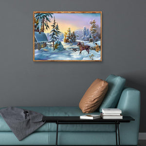 Paysage de neige - diamant rond complet - 40x30cm