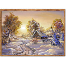 Charger l&#39;image dans la galerie, Paysage de neige - diamant rond complet - 40x30cm
