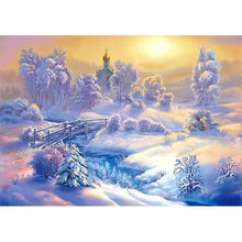 Charger l&#39;image dans la galerie, Paysage de neige - diamant rond complet - 40x30cm
