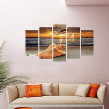 Charger l&#39;image dans la galerie, 5pcs coucher de soleil bord de mer - diamant rond complet - 95x45cm
