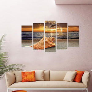 5pcs coucher de soleil bord de mer - diamant rond complet - 95x45cm